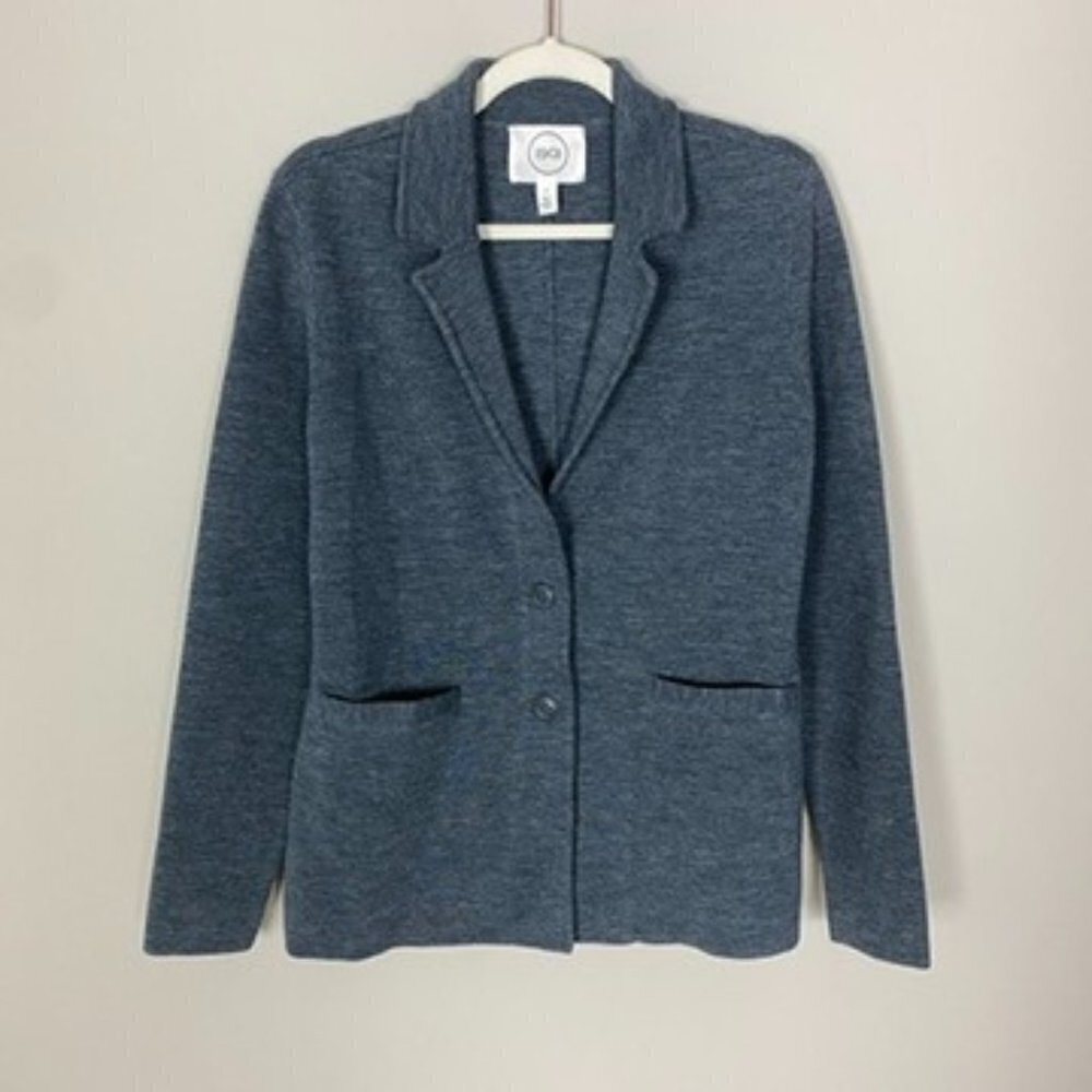 1901 Sweater Blazer Merino Wool Grey Blue Womens Small